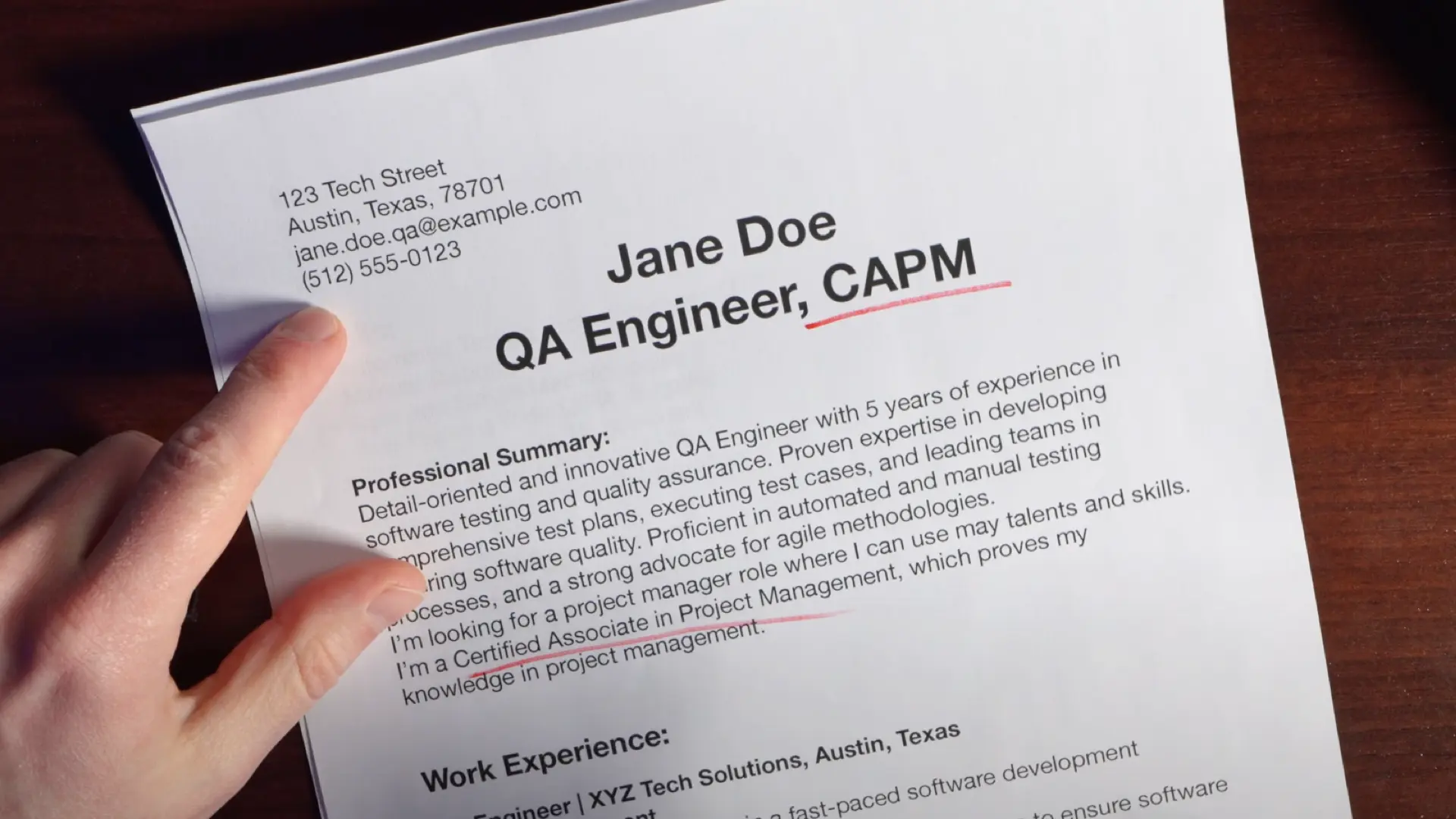 Real life example of a resume with PM certifications.